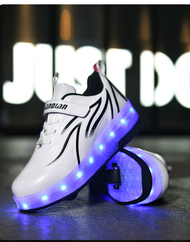 Children's Rechargeable Two-wheel LED Light-up Shoes