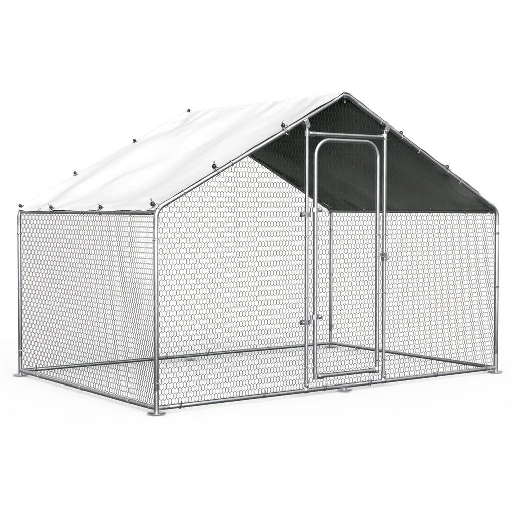 Chicken Run, Metal Outdoor Poultry Cage Large Walk-in Enclosure for Chickens Ducks Rabbits for Garden, Patio and Yard Use — i
