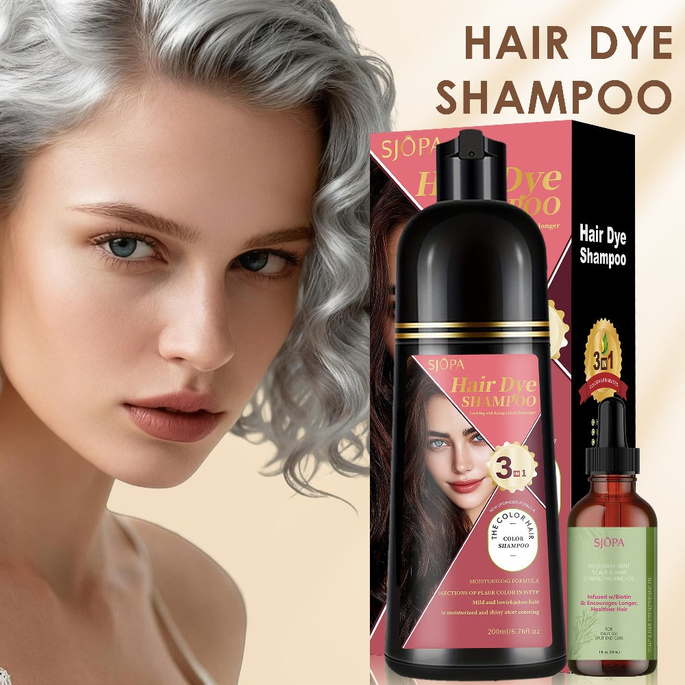 Hair Color Shampoo, SJOPA 3-in-1 Bottle-and-Dropper Set with 10 Rose, Brown, Purple and Black Color Options — image 8