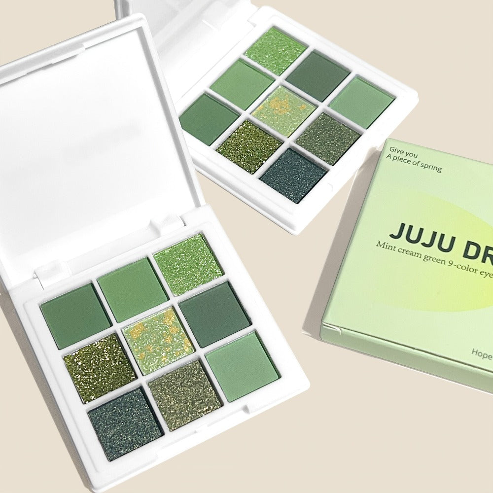 Eyeshadow Palette JUJU DREAM 9-Shade Green Compact with Avocado-Forest Color Theme and Matte-Shimmer Mix — image 9