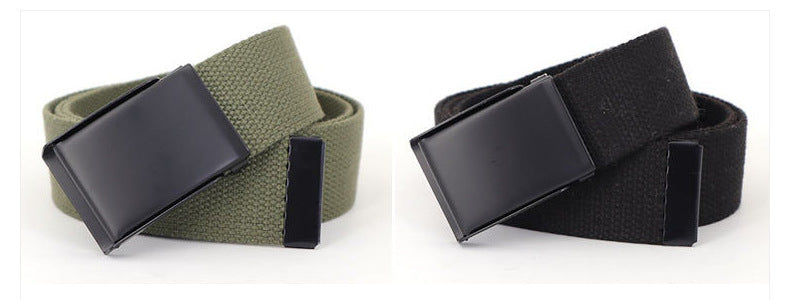 Men's Casual Canvas And Denim Belt With Buckle Closure