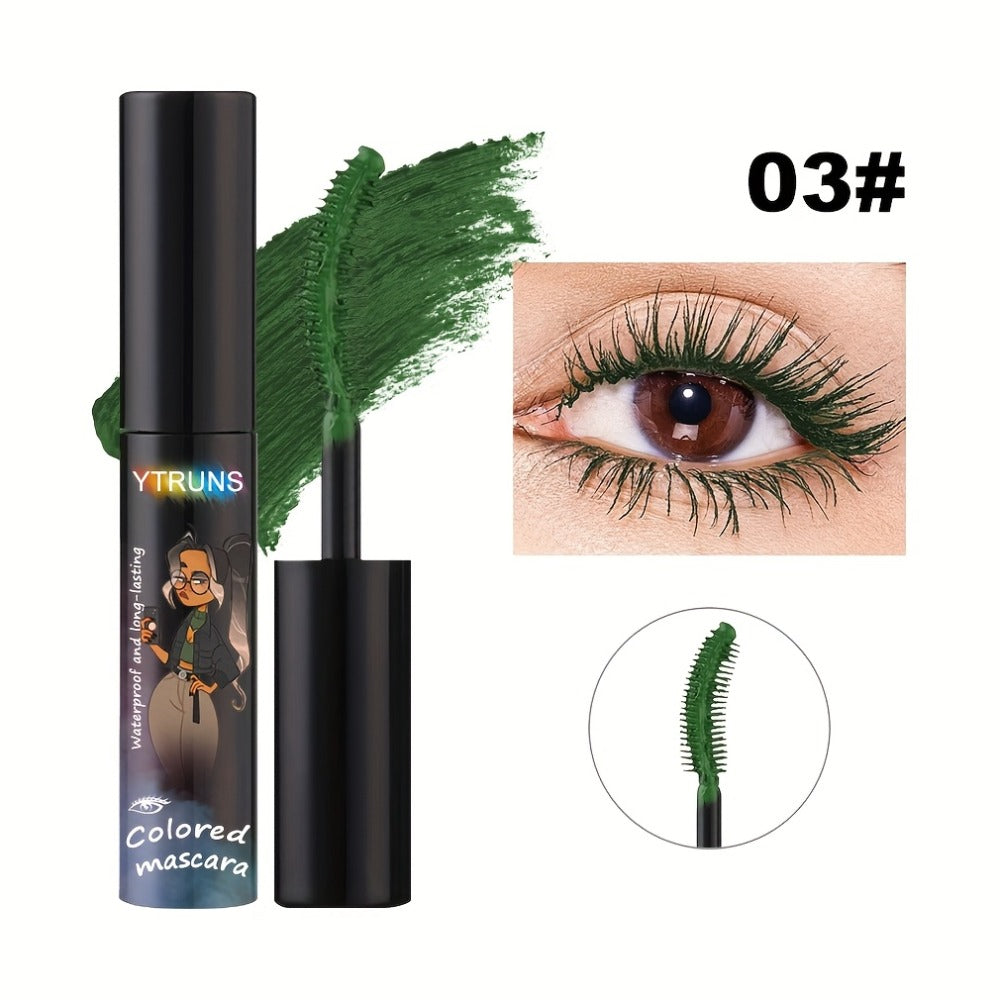 YTRUNS Colored Mascara in Six Shades from White and Brown to Black, Green, Blue or Purple with Curved Wands — image 7