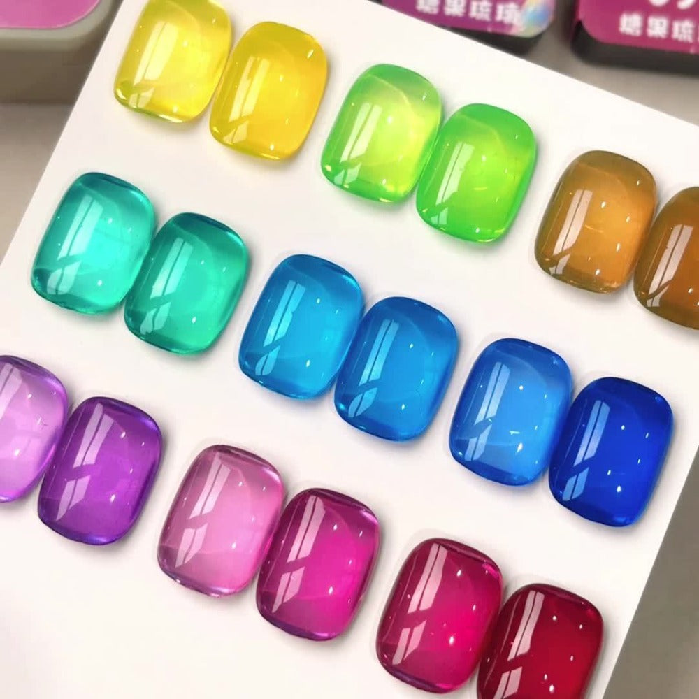 Gel Nail Polish 9-Color Candy-Glass Set with Translucent Gradient Finish and Fall-Winter Shade Palette for Nail Art — image 9