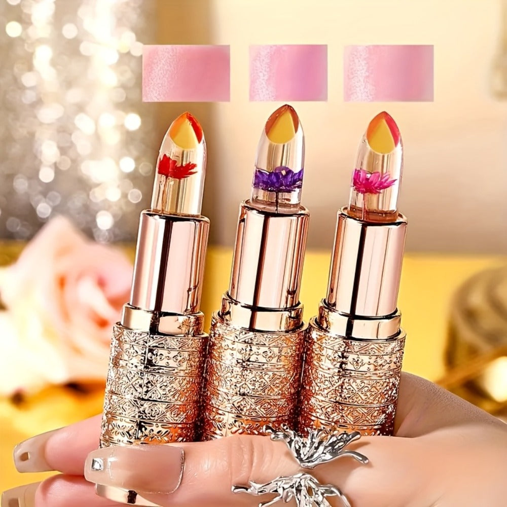 Color Changing Lip Gloss Set 3 Pcs, Temperature Magic Pink Tint Crystal Jelly Balm & Lipstick, Plant Squalane Lip Makeup — im