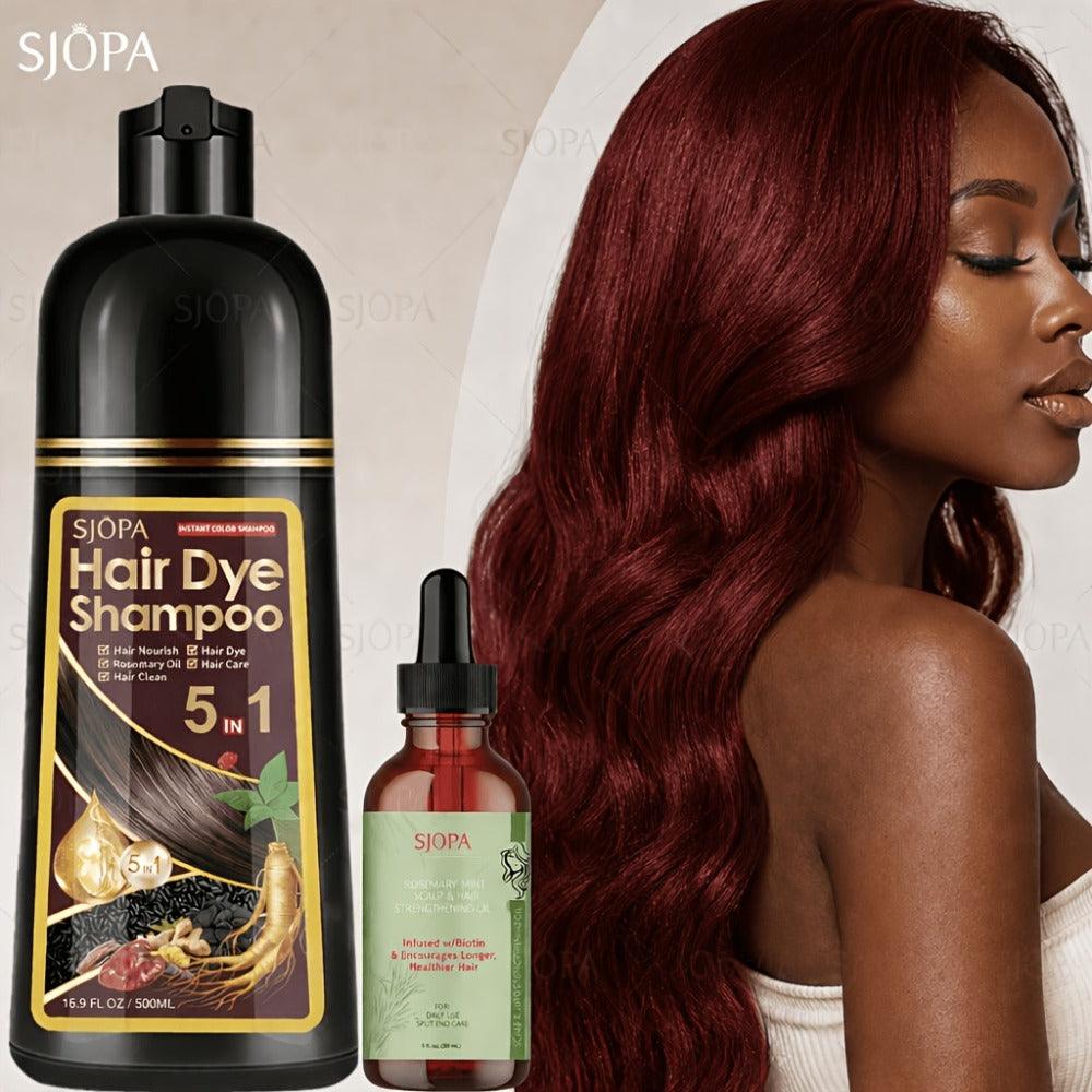 Gray Coverage Hair Dye Shampoo Kit 3-in-1 with Rosemary Hair Oil - Quick Color, Gentle & Natural Formula for Men & Women — im