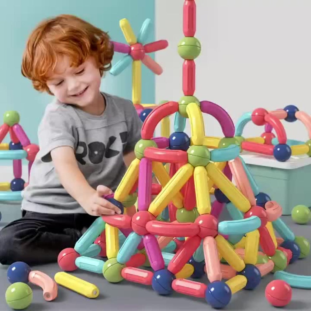 Magnetic Stick and Ball Building Set in 28-Piece or 58-Piece Multicolor Options for Pictured 3D Shapes — image 11