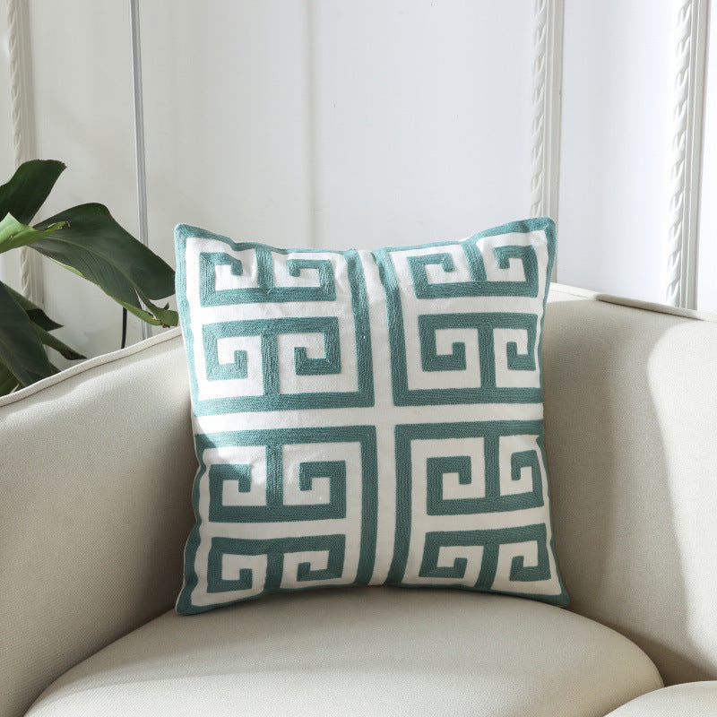 Simple Geometric Embroidery Couch Pillow Featured Embroidered Cushion