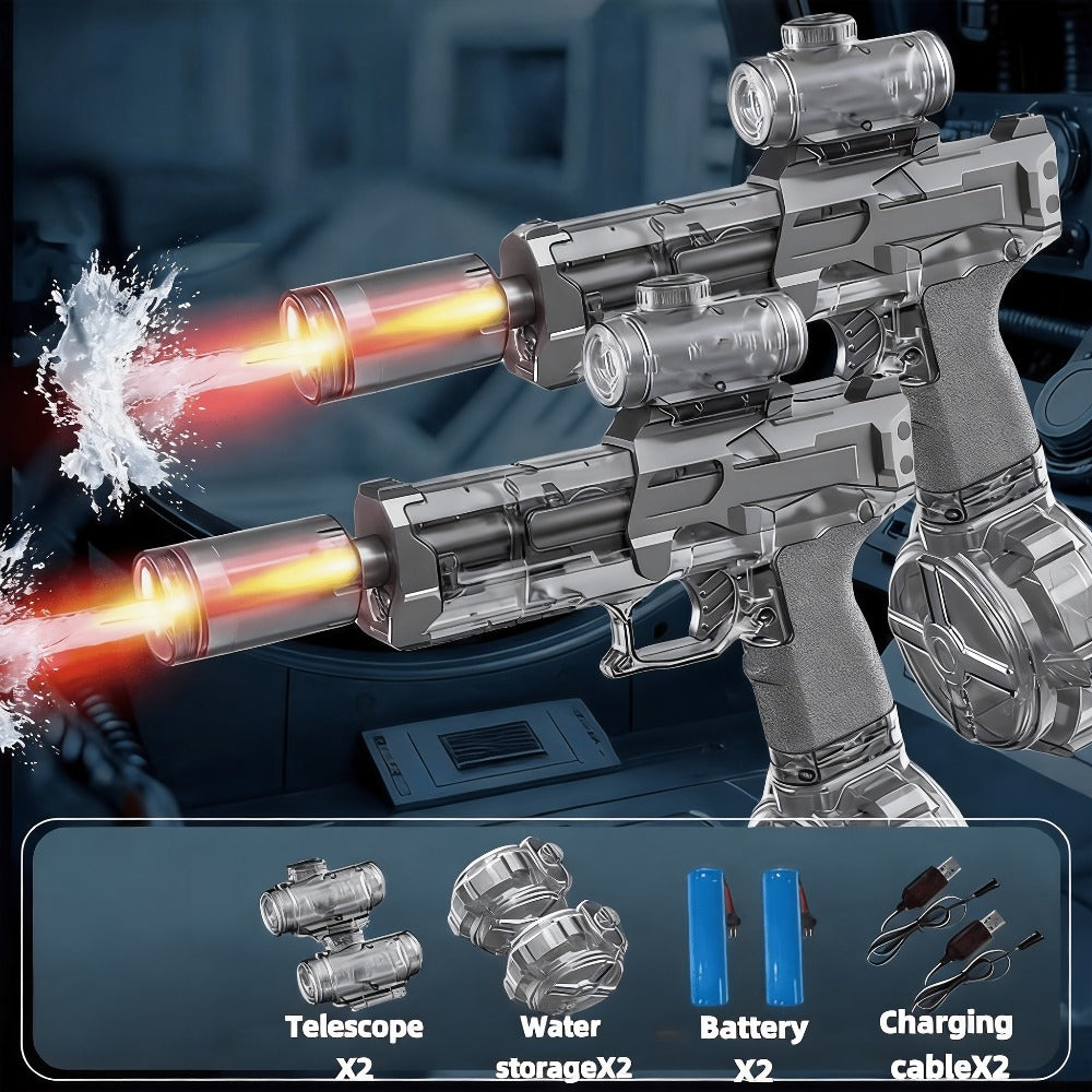 Two-Piece Electric Water Blaster Set with Lighted Sights, Rechargeable Batteries and Three Pairings — image 3