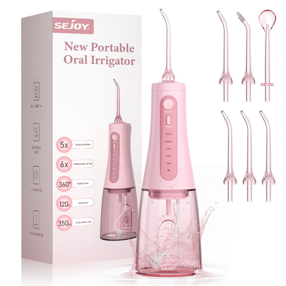 Water Flosser SEJOY AOW11 Cordless Oral Irrigator with 350ml Tank, Five Modes, Six Tips, USB-C Charging and IPX7 Rating — ima