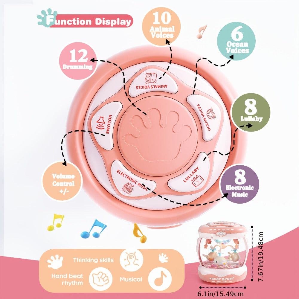Baby Rotating Projector Music Toy 3 Months+, Interactive Animal Sounds & Lights, Multi-Functional Sensory Learning Toy for In
