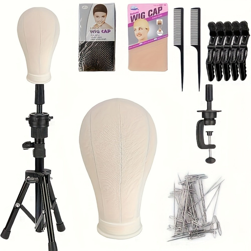 Mannequin Head Wig Stand Set with Adjustable Tripod 22 Inch Cosmetology Manikin Head for Wigs Styling Practice Display Pink B
