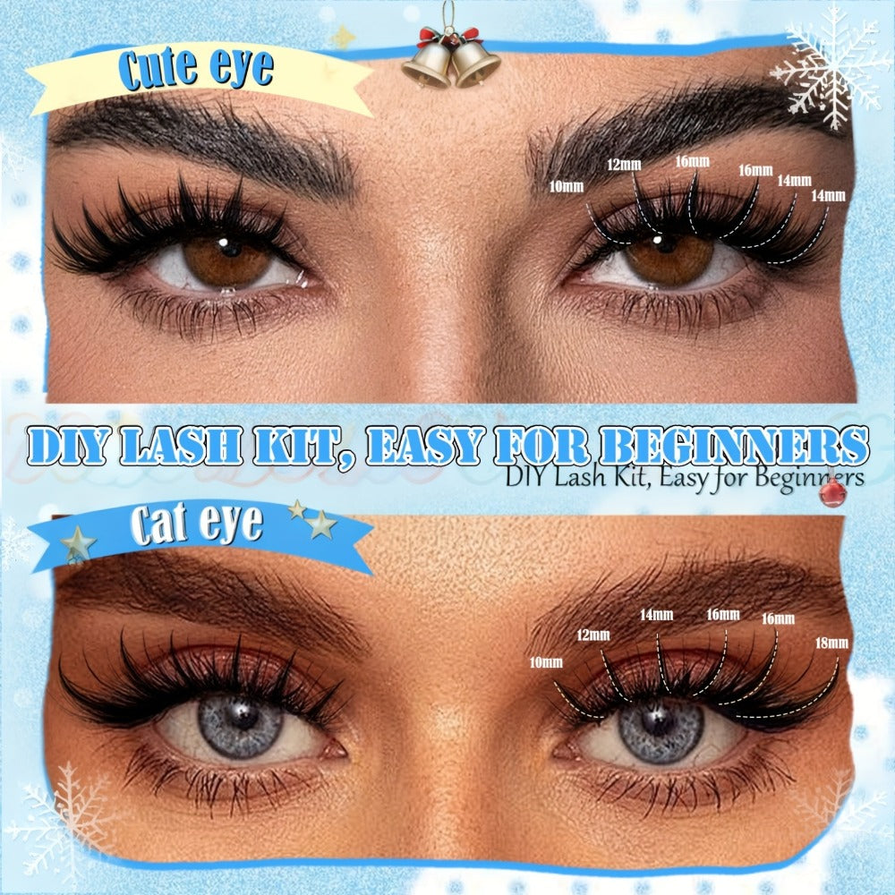 Fairy Lash Clusters Kit in a Spiky Wet-Look Manga Anime C Curl Design for Individual Eyelash Extensions at 8mm-18mm — image 2