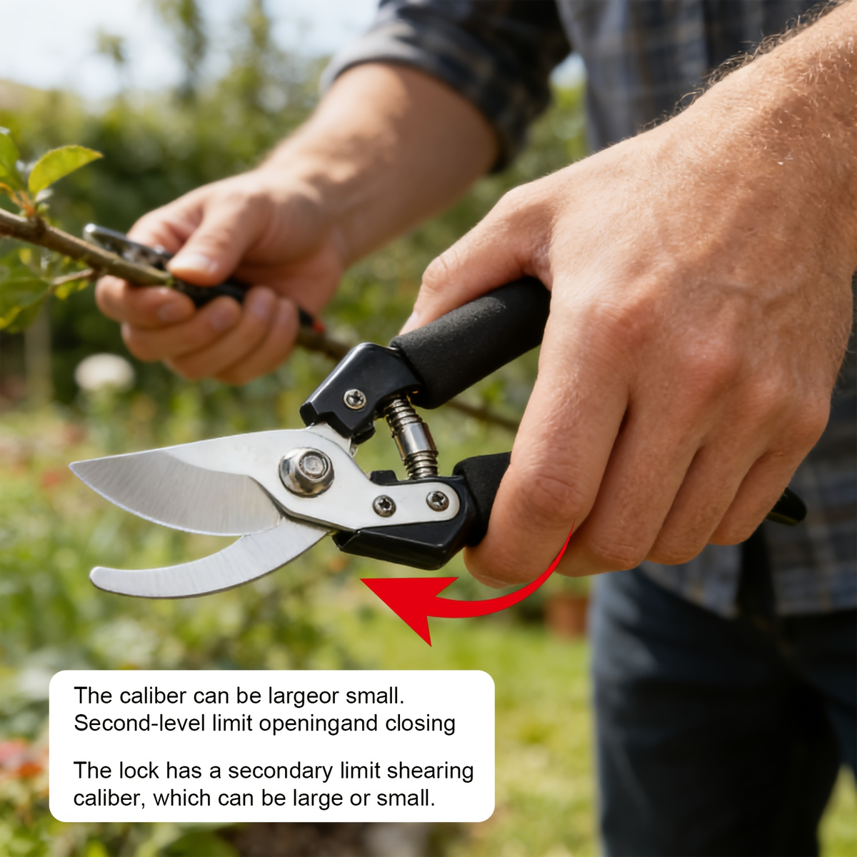 Stainless Steel Pruning Shears, 8.27 Inches with Sharpening Stone in One- or Two-Set Options — image 6