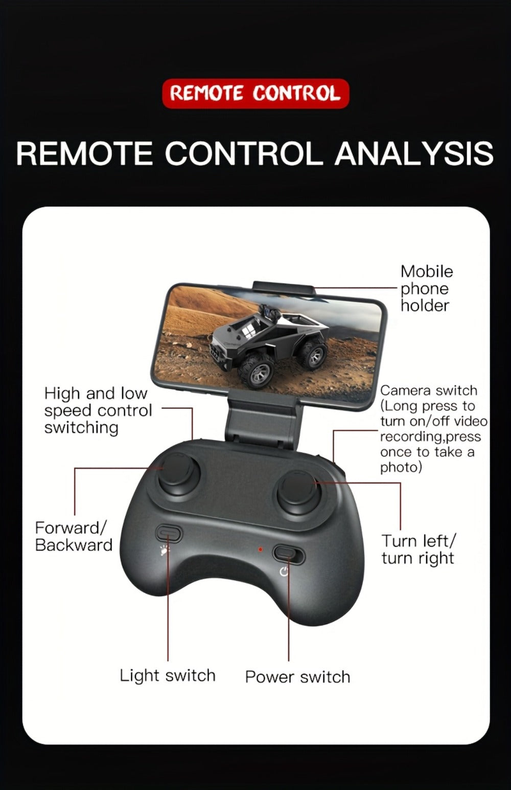 RC Off-Road Pickup Truck 1:28 Scale with 480P HD Camera, 2.4GHz App Control & Virtual Reality Function — image 24