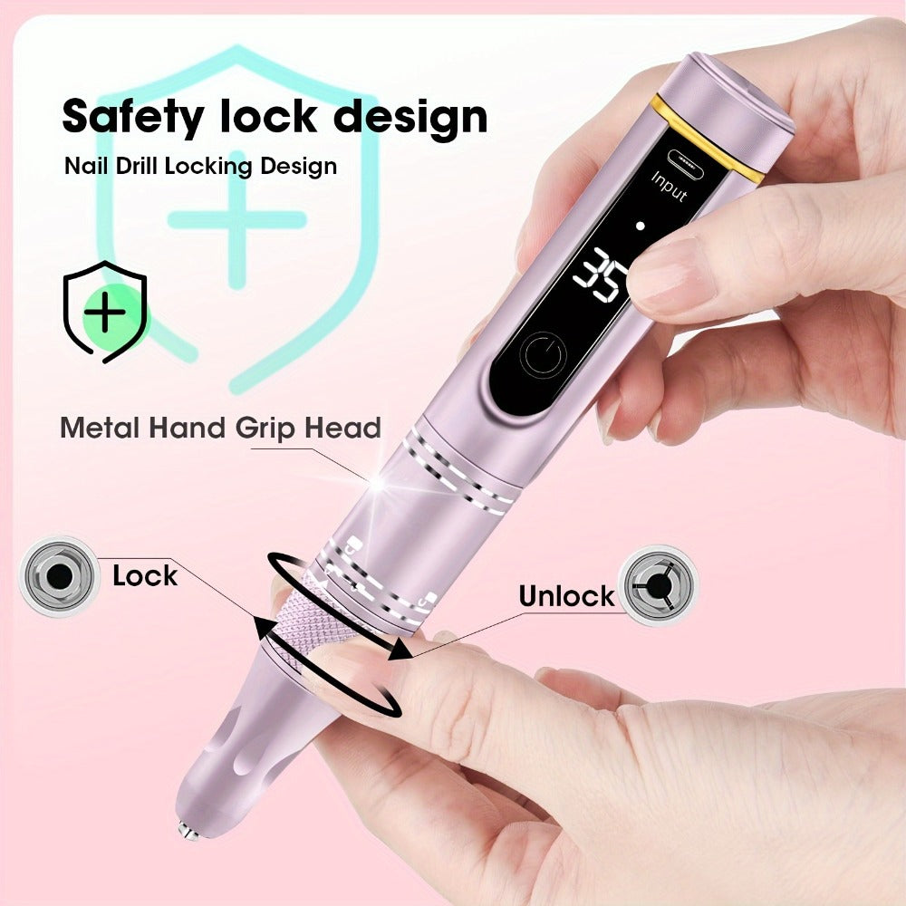 Cordless Nail Drill Kit 35000RPM Rechargeable Wireless Electric E-File, 108 Bits Professional Nail Drill — image 5