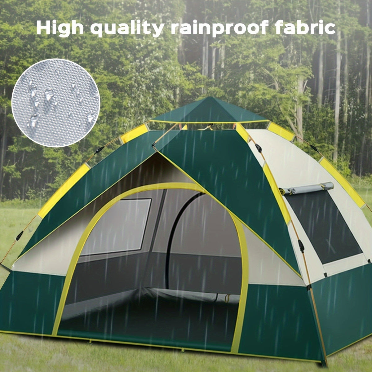 Camping Tent Instant Pop-Up with Dual Doors, Mesh Windows and Green or Beige Size Options for Outdoor Camp Setup — image 2