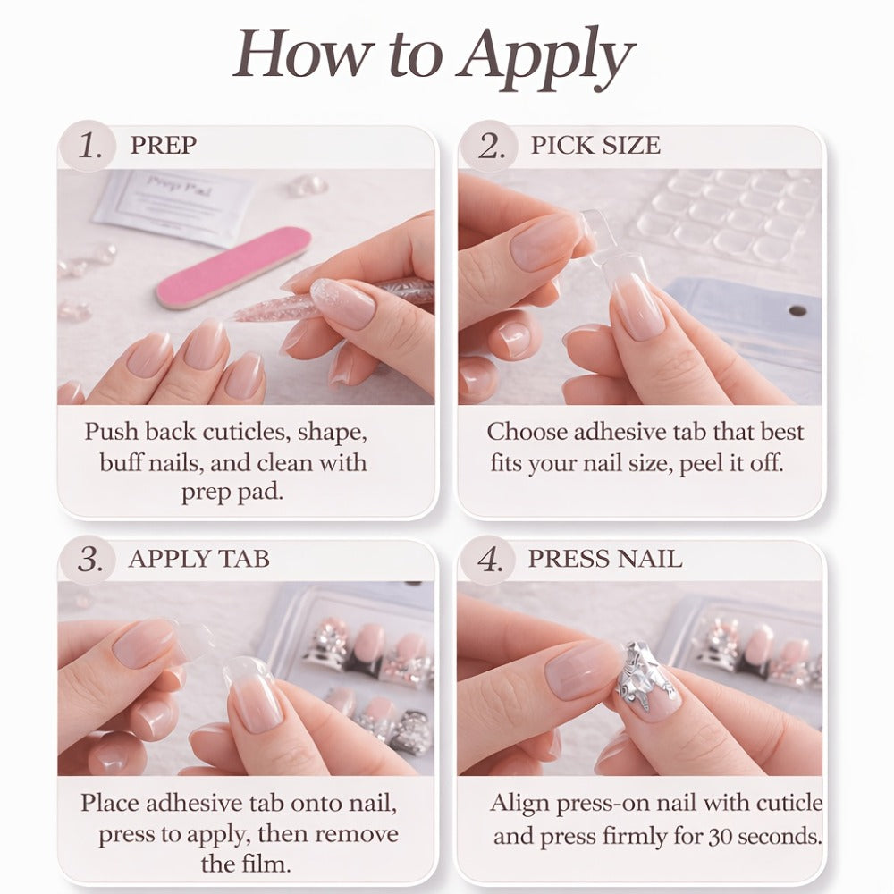 Press On Nails 10-Piece Short Duck-Tip Acrylic Set with Cherry, Bee, Flower, Cross and Star Designs — image 10