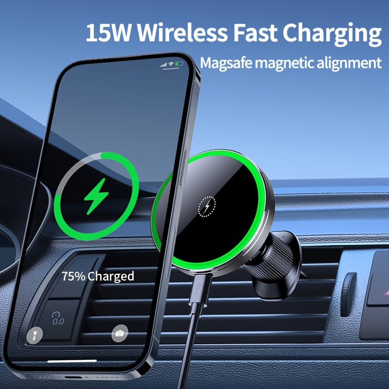 MagSafe Car Wireless Charger for iPhone 12-16 – Magnetic Air Vent Mount with Dual Cooling Fans, Qi1 Fast Charging — image 3