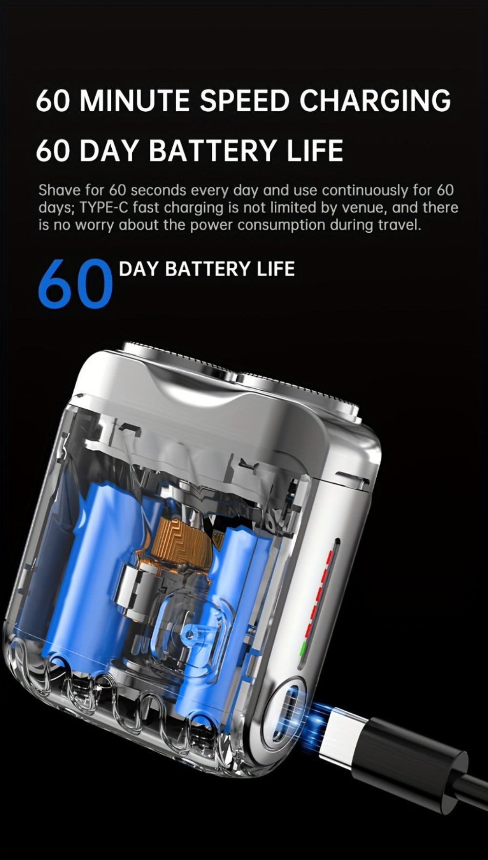 Electric Shaver Magnetic Dual-Blade Mini Razor with Two Speeds, USB Charging and Select Waterproof Options — image 25