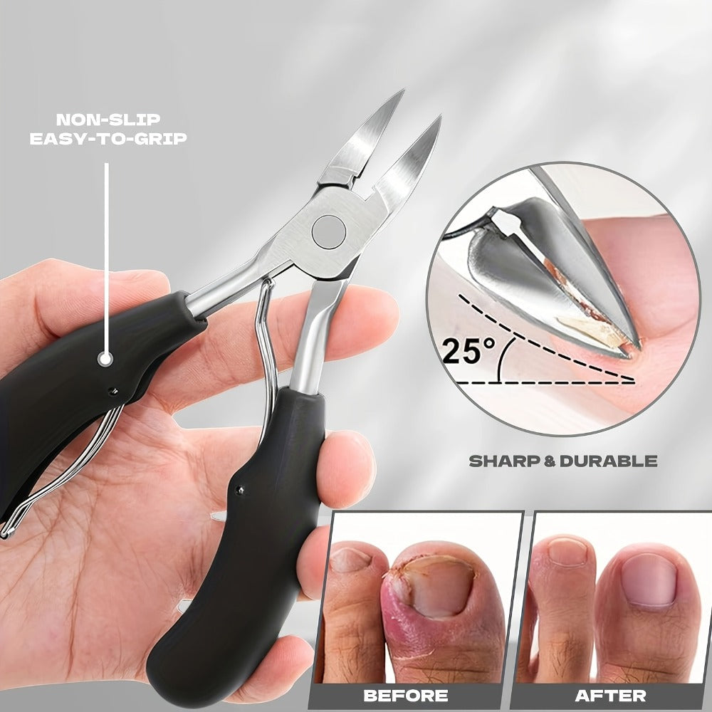 Angled-Jaw Nail Clipper Set, Five-Piece Black-Handle Kit with 25-Degree Tool, Lifter and File — image 6