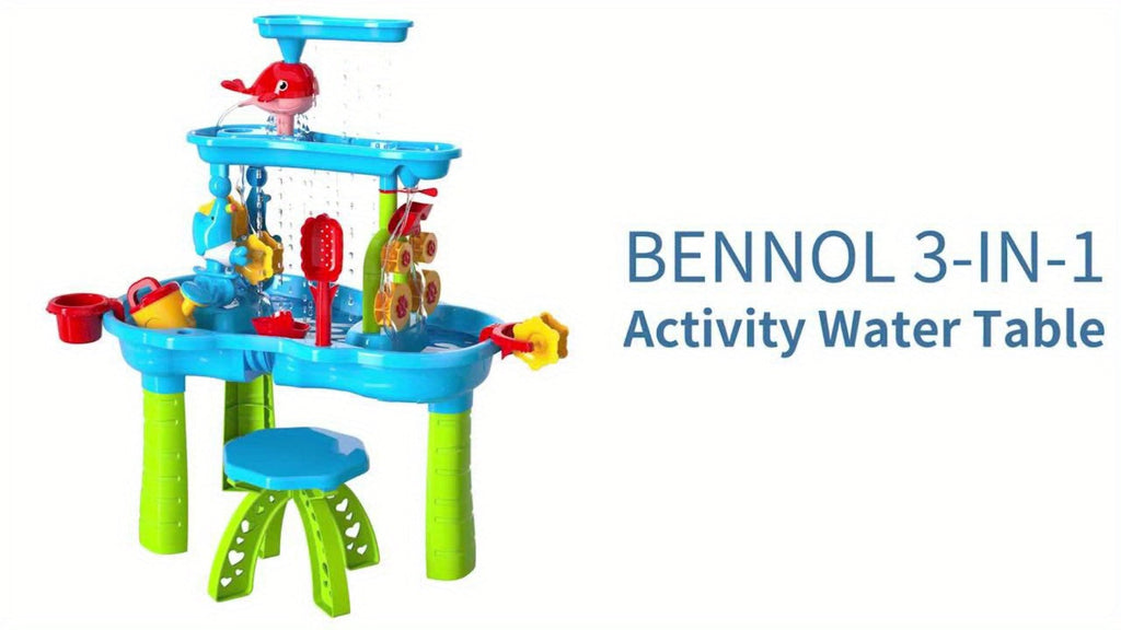 Sand and Water Table for Toddlers 3-Tier, Outdoor Sensory Play Set with Shovel Scoop & Strainer — image 7