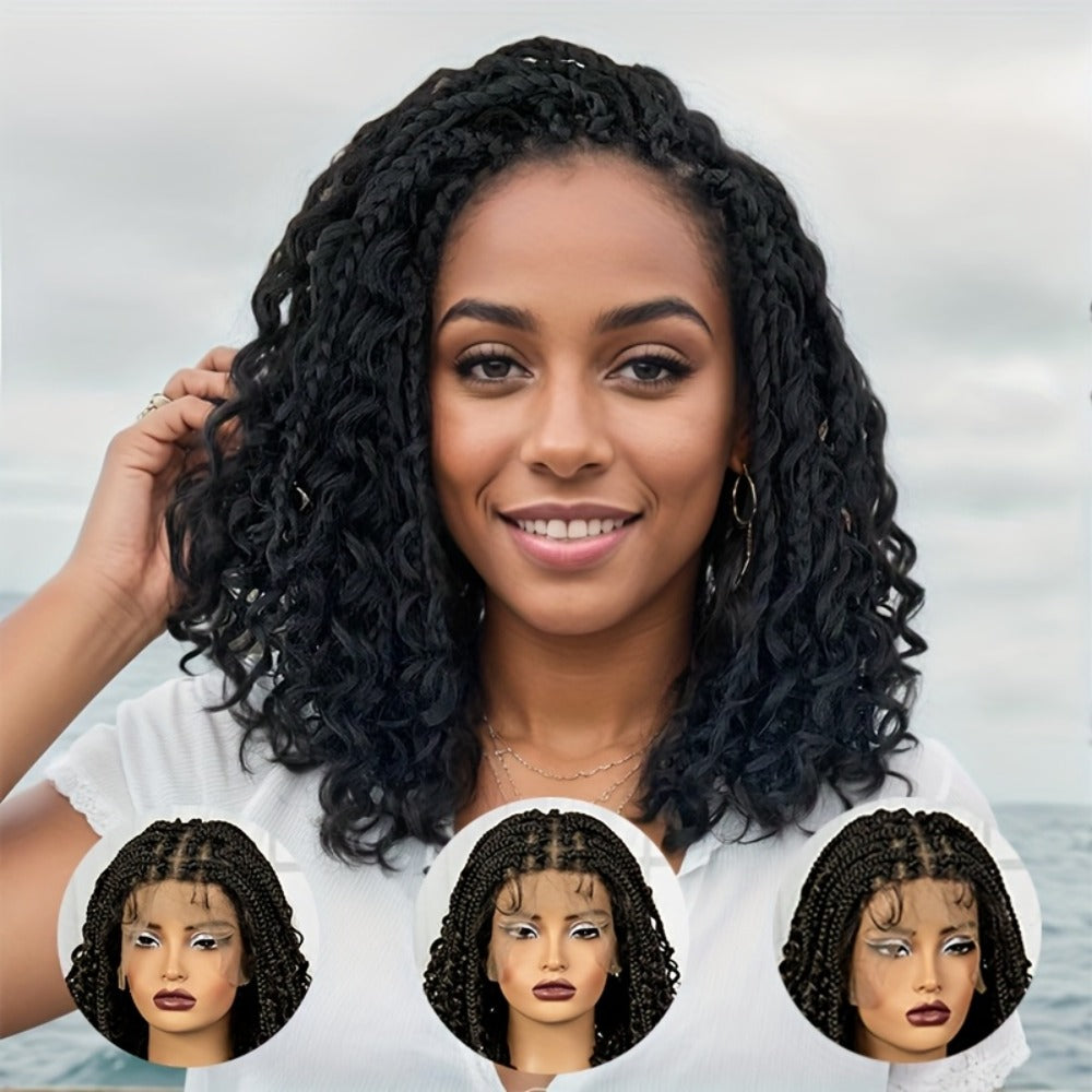 Sixteen-Inch Braided Wig with Full Lace Cap, Curly Ends and Four Black or Multicolor Checkout Options — image 11