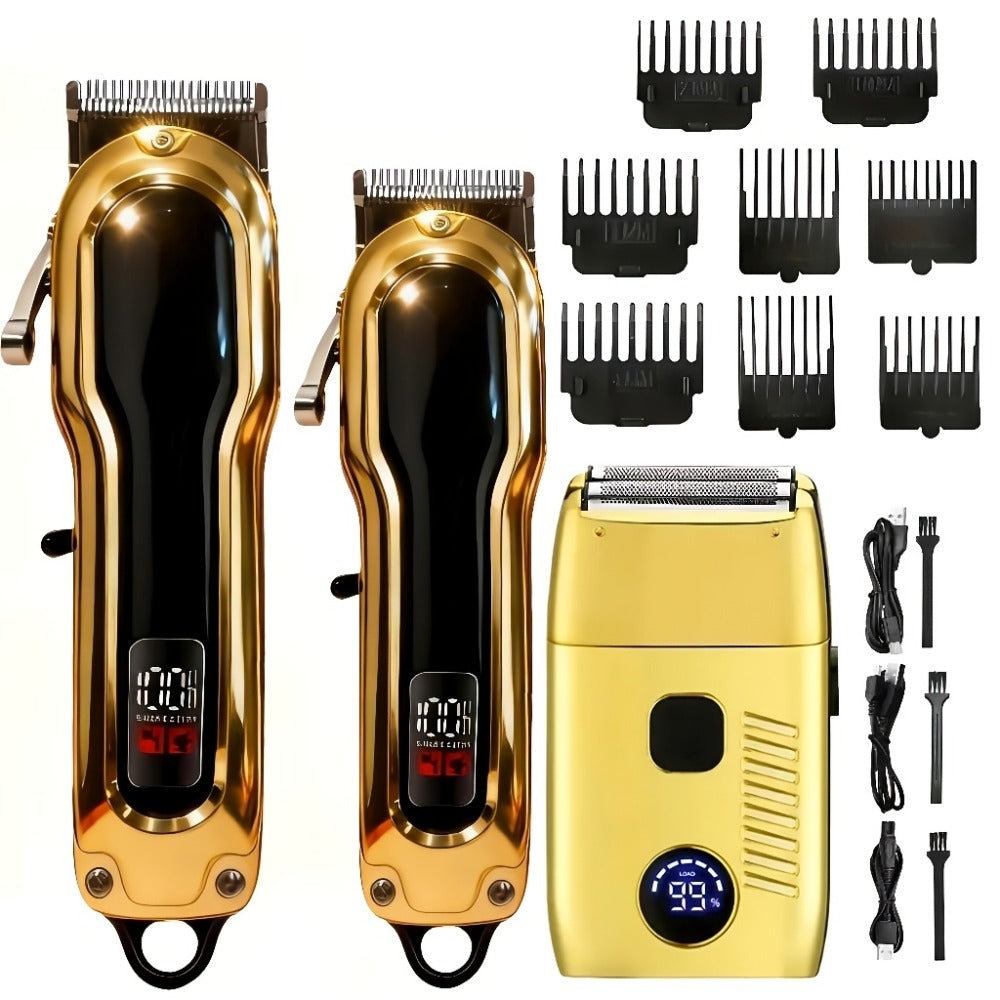 Electric Hair Clipper Set with Limit Comb – Barber-Grade Professional Trimmer, Long-Lasting Rechargeable Battery, Home & Trav