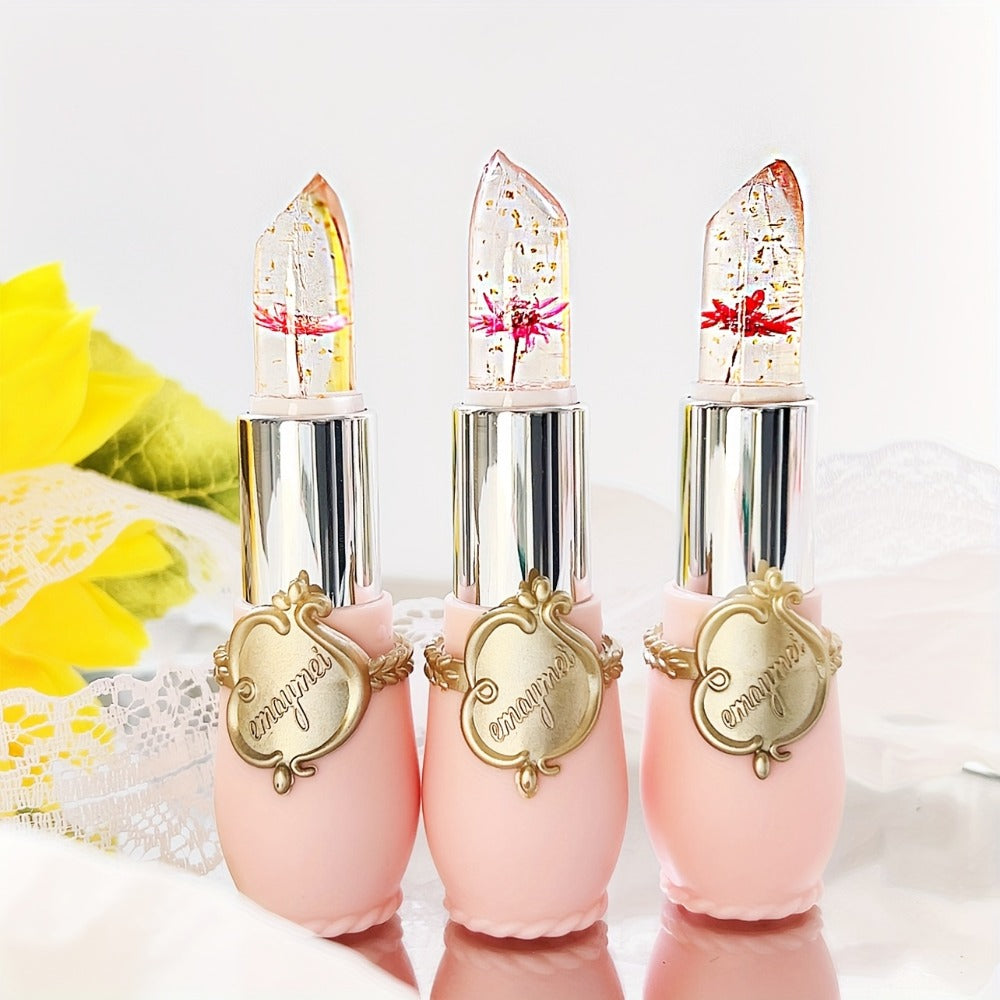 Lip Balm emaymei 6-Piece Flower Jelly Stick Set with Clear Gloss Texture and Pink Gift Box — image 8