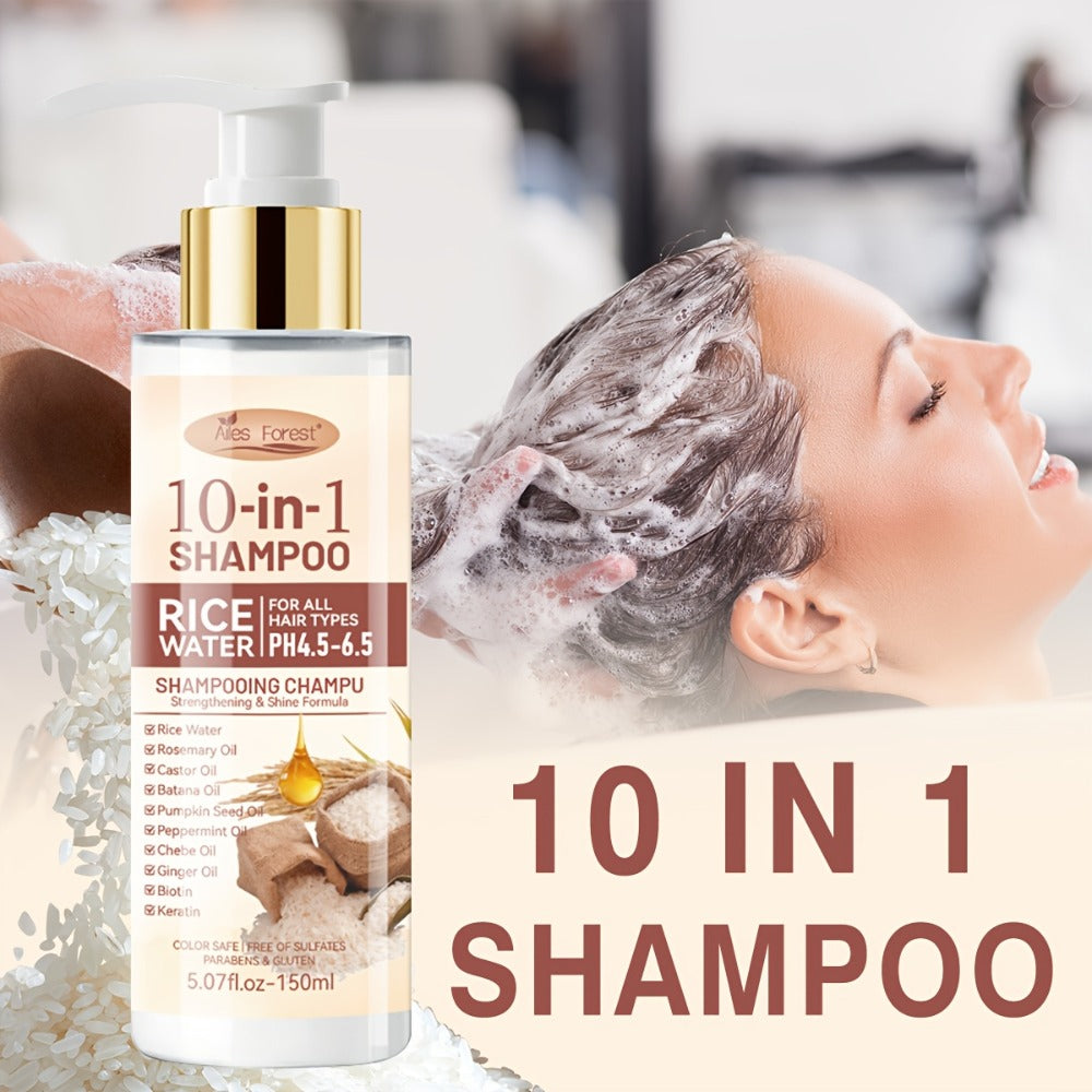 Rice Water 10-in-1-Labeled Shampoo and Conditioner Duo in 150mL Pump Bottles with White-and-Gold Packaging — image 3