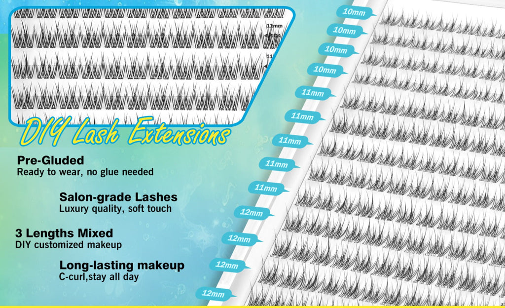 Pre-Glued Wispy False Eyelash Cluster Tray with 156 Clusters and Two Pink Applicator Tweezers — image 15