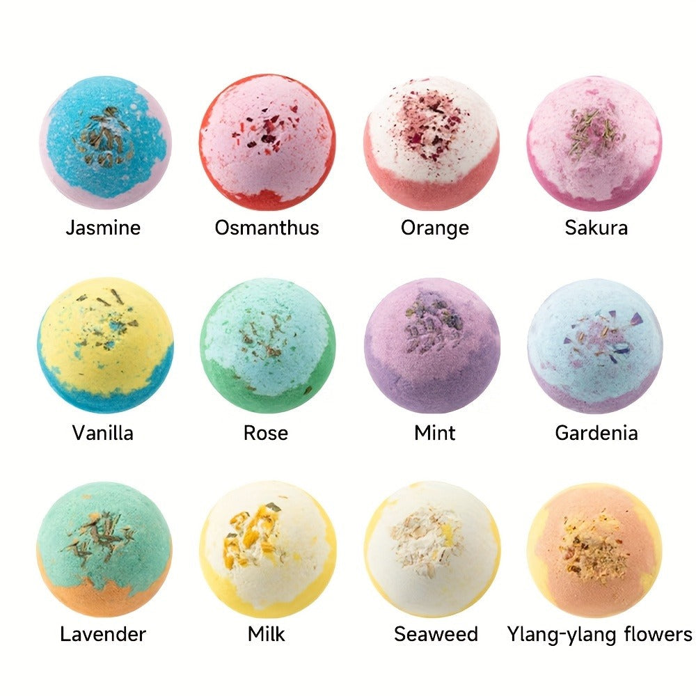 Bath Bombs, 12-Piece Extra-Large Gift Box with Assorted Colors, Labeled Scents and Forest Bath Ball Option — image 5