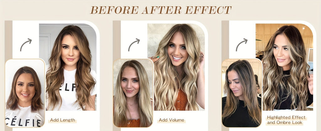Hair Extensions Wavy 18-Inch Synthetic Halo Weft with Clear Wire, Two Clips and Ten Color Options — image 23
