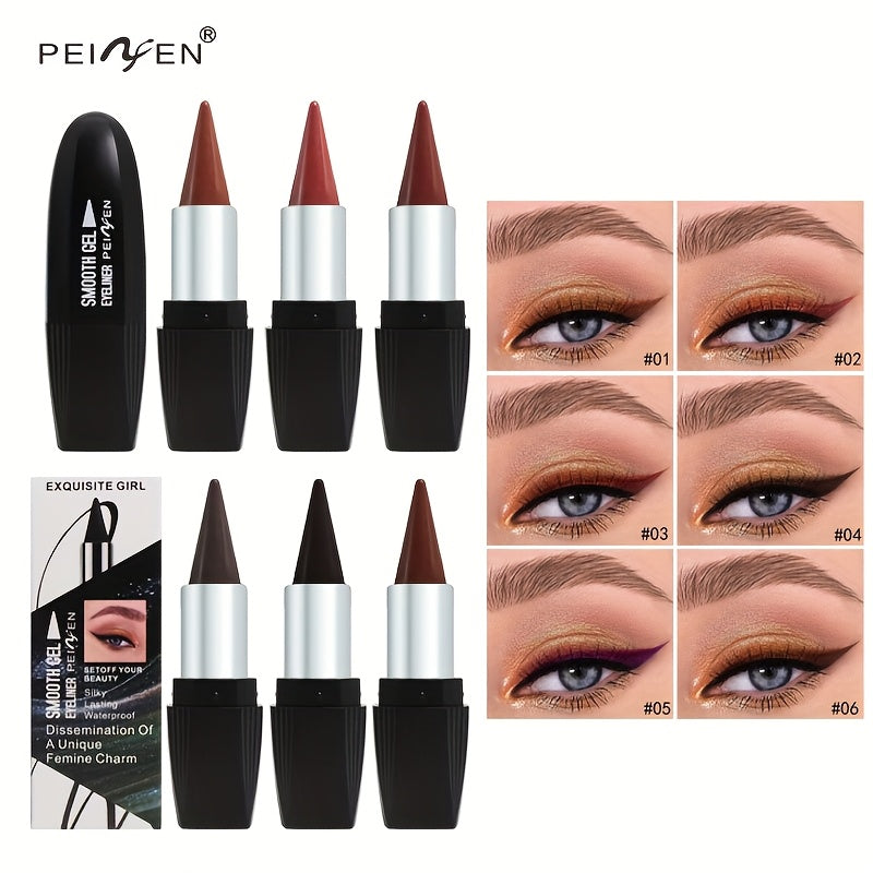 Six-Color Twist-Up Cream Liner Set for Makeup in Brown, Black and Red-Brown Shades with 3g Sticks — image 23