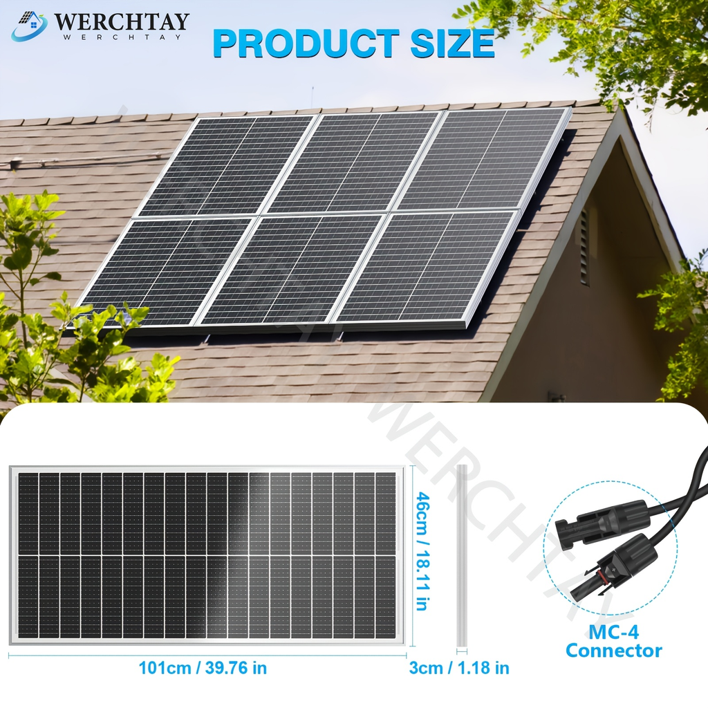 Single 100W Monocrystalline Solar Panel with 101 x 46 cm Frame and Attached PV Connector Cables — image 4