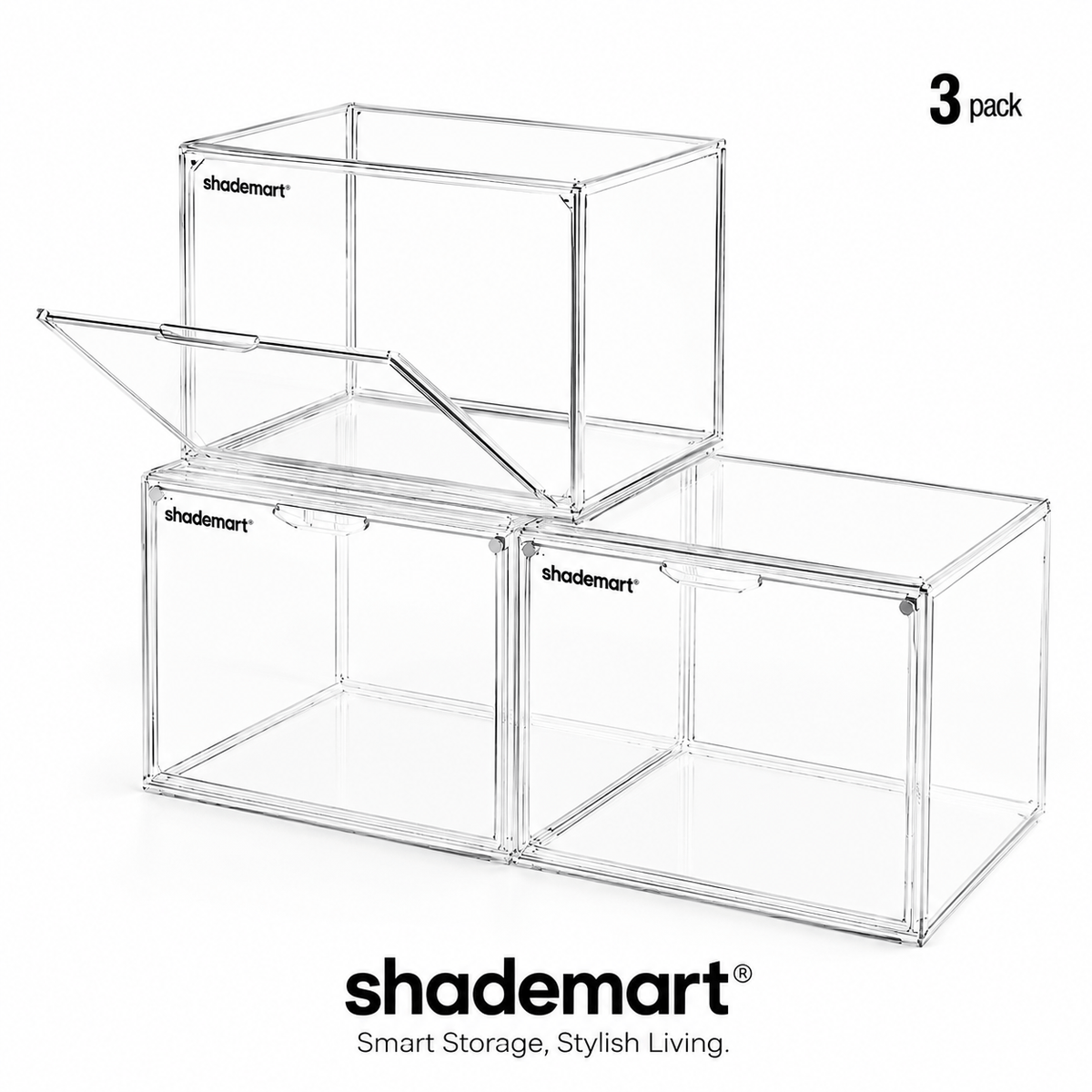 Clear Display Case Set of 3, Dustproof Transparent Storage Box Organizer for Collectibles, Car Models — image 10