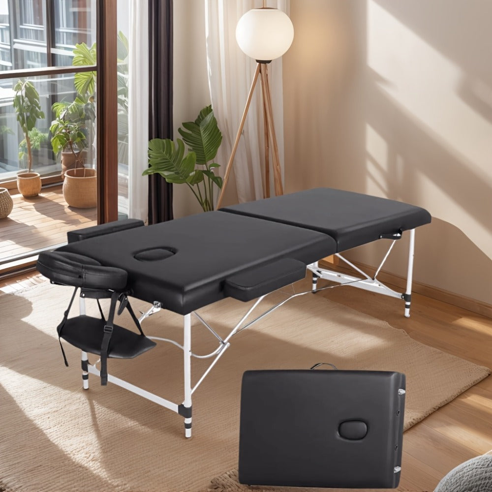 Portable Massage Table Foldable Aluminum Spa Bed, 3-Fold Adjustable Height 24" Wide Padded Treatment Bed — image 3