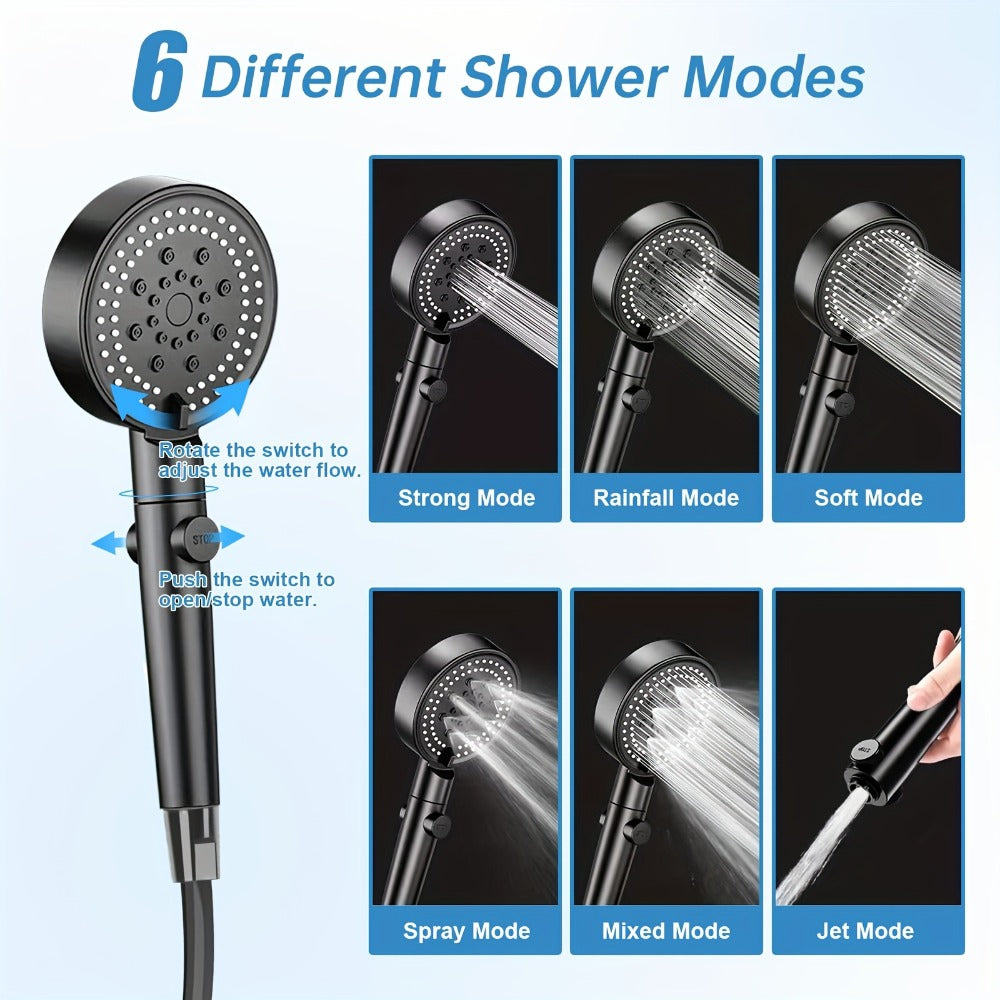 Portable Camping Shower – 6000mAh Battery, 120-Min Runtime, 6 Spray Modes, Smart Display, for Camping, Car Washing, Pet Clean