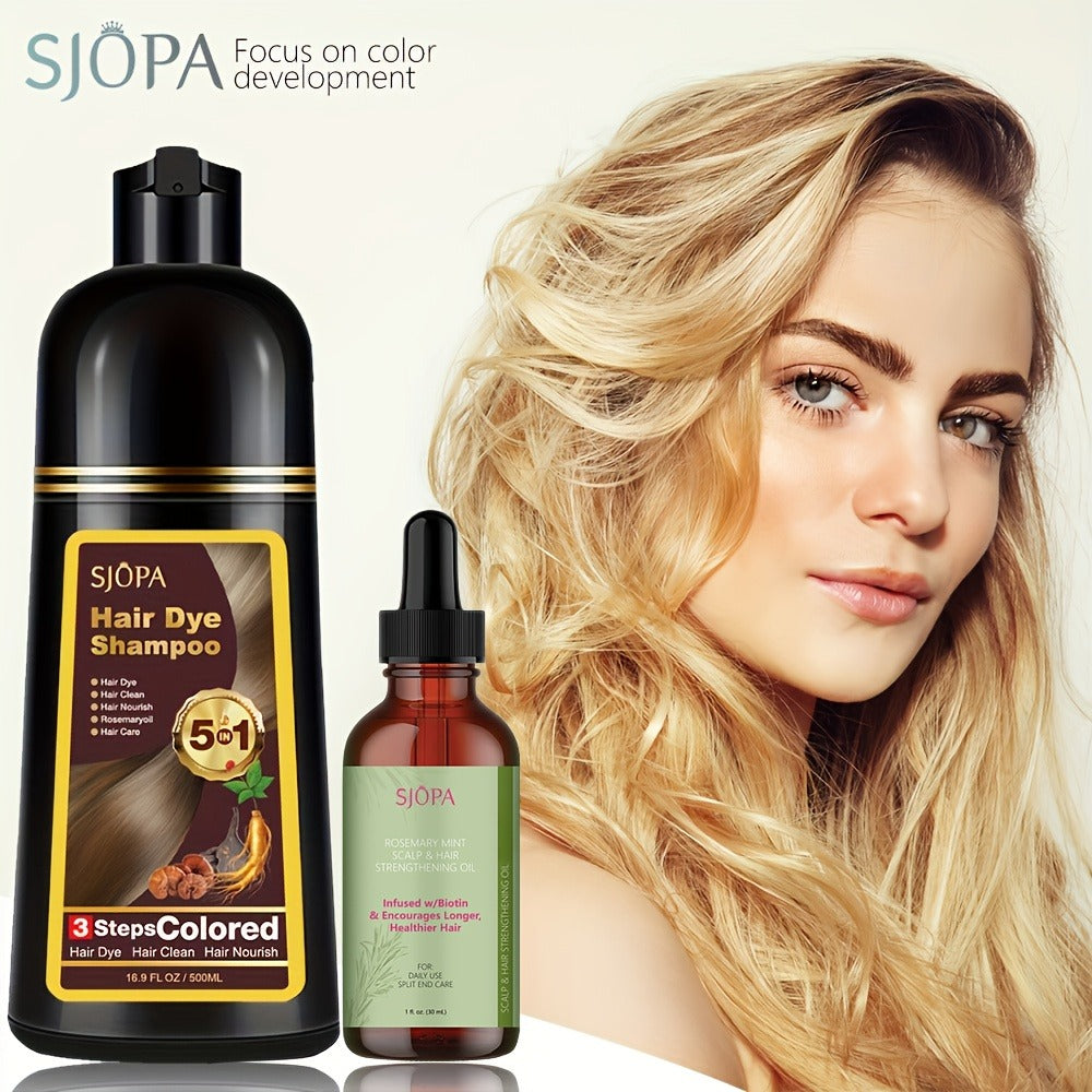 Natural Hair Dye Shampoo Kit 3-in-1 with Rosemary Oil & Squalane, Plant-Based Gray Hair Coverage — image 2