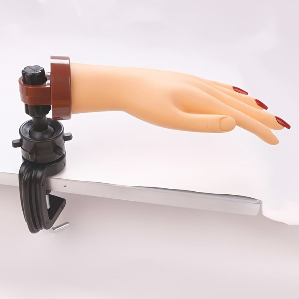Bendable Nail Practice Hand with Stand – Reusable Mannequin Hand for Acrylic Gel Nail Training, Includes Fake Nail Tips & Nai