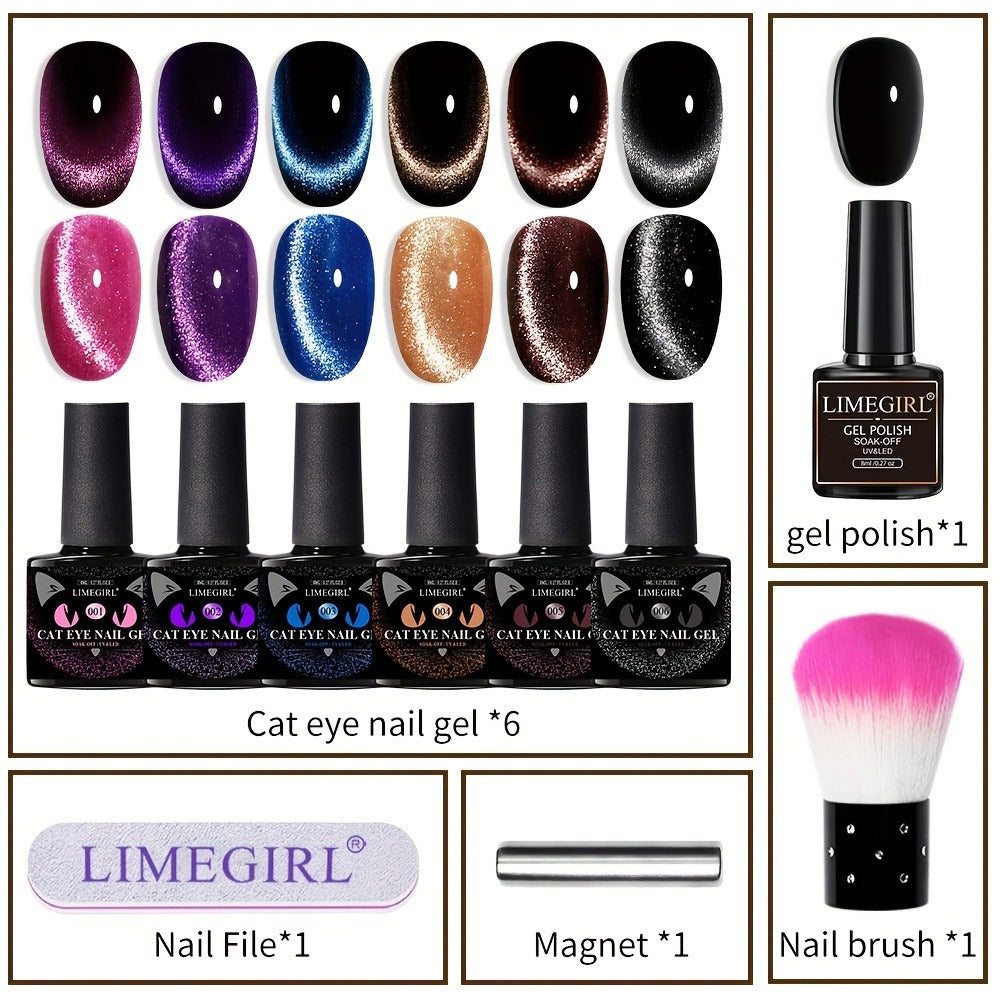 Cat Eye Gel Polish 8ml Holographic Chameleon Flash – Magnetic Sand 3D Color-Shifting Semi-Permanent UV LED Gel Varnish for Sa