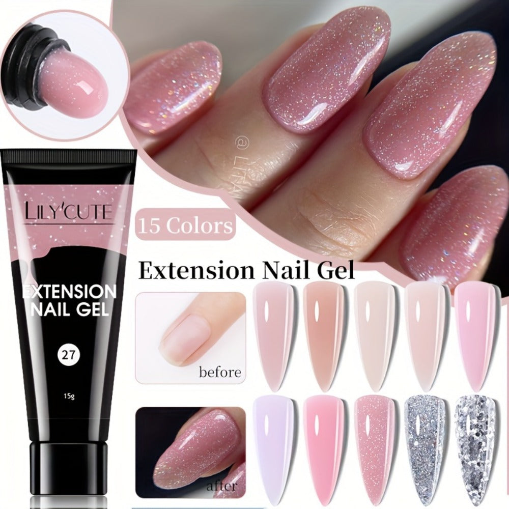 Builder Gel Nail Extension Kit – Quick Build UV LED Acrylic Gel in White Nude Pink Crystal for Nail Construction Overlay Scul