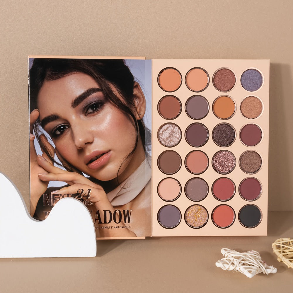 3-in-1 Eyeshadow Blush Highlighter Palette Loose Powder Book-Style Folding Compact Buildable, for Makeup, Travel and Everyday