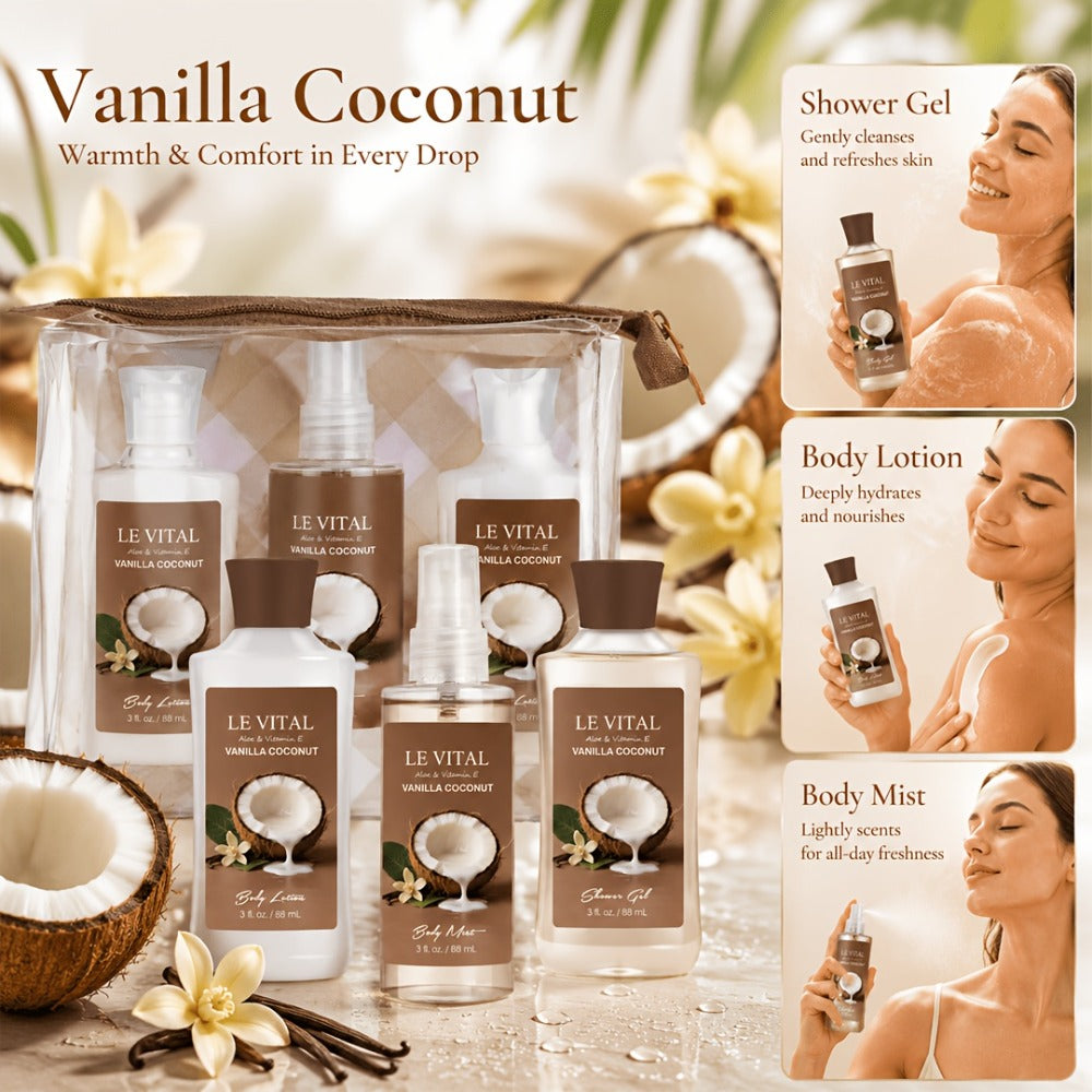Bath Body Care Gift Set Shower Gel Body Lotion Body Mist Aloe Vera Vitamin E Glycerin Deep Moisturizing Fragrance Set for Wom