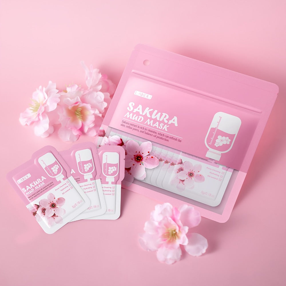 Skincare Set with LAIKOU Label, 10 Sakura Products for Cleanser Serum Cream Mask Lip and Eye Steps — image 7