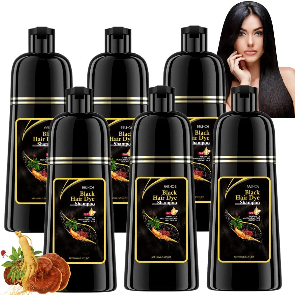 Hair Color Shampoo, EELHOE 3-in-1 Six-Bottle 3.38oz Set in Black, Brown or Mixed Color Packs — image 1