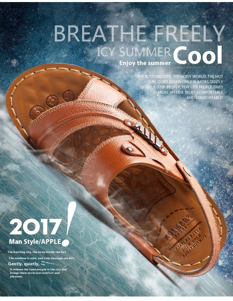 First Layer Cowhide Men's Sandals Summer Genuine Leather Sandals