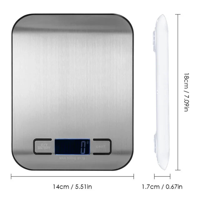 5/10KG Digital Kitchen Scale Stainless Steel Portable Kitchen Food Scale LED Display Electronic Jewelry Baking Weight Scales - V.I.P Digital Presence