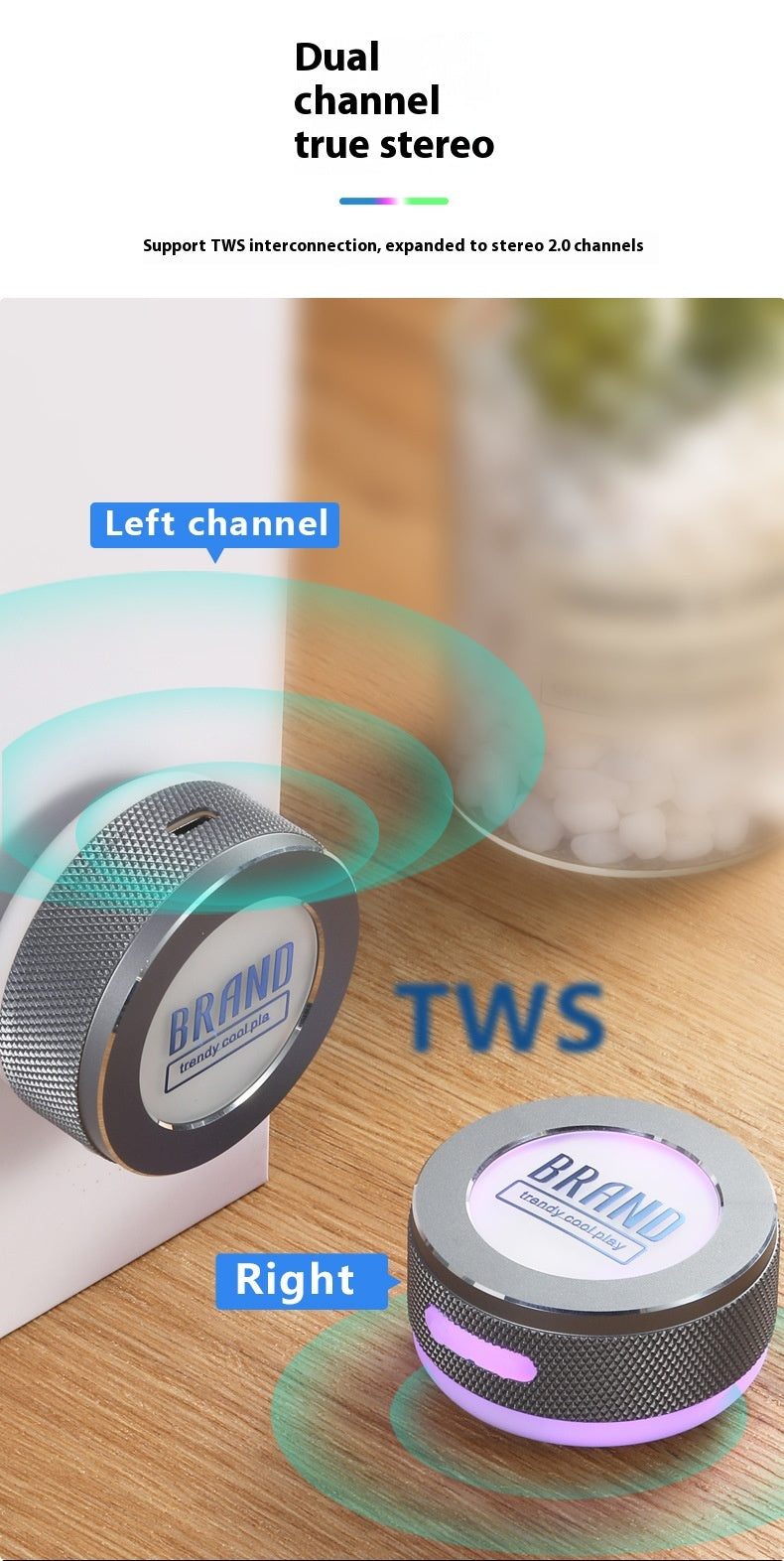 Small Wireless Bone Conduction Speakers Bluetooth Vibration Speaker With Color LED Light Portable Surface Adsorption Speaker
