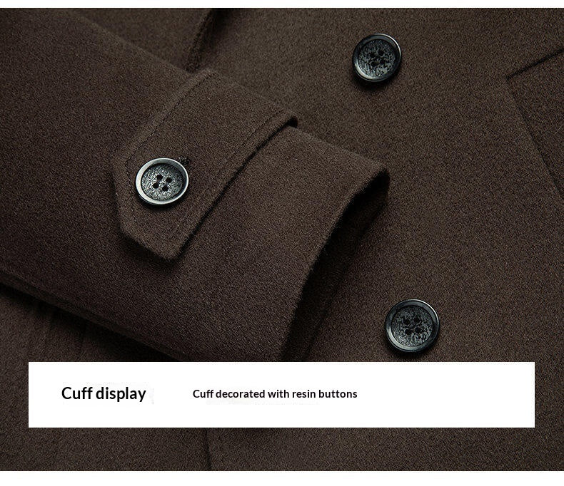 Arrival Long Double-Faced Wool Coat With Detachable Goose Down Lining And Double-Breasted Design