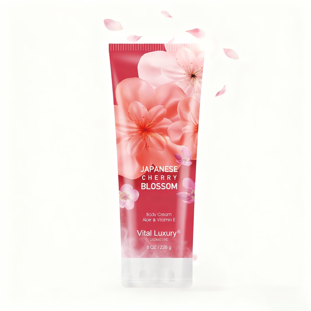 Japanese Cherry Blossom Body Lotion in 8 fl oz Squeeze Tube with Vitamin E and Glycerin Labels — image 9